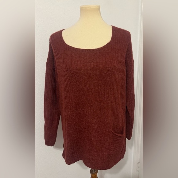 Peruvian Connection Sweaters - Peruvian Connection Alpaca Sweater Pocket Rust Size Medium